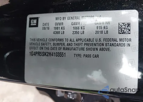 2017 Buick Verano Sport Touring z USA, uszkodzony, nr VIN 1G4PR5SK2H4103551